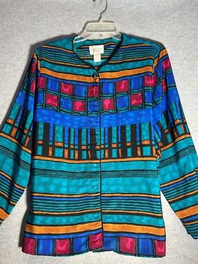 JORDAN WOMAN Vintage 1980’s Color Block Geometric Print Long Sleeve Shacket